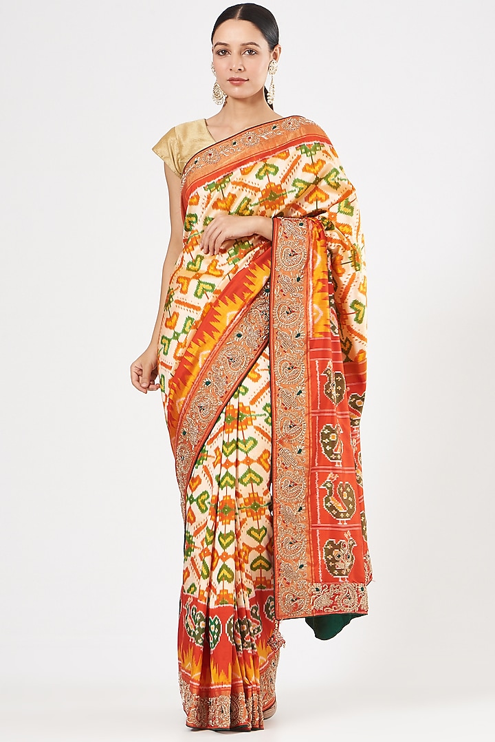 Multi-Colored Ikat Saree by TATWAMM Couture