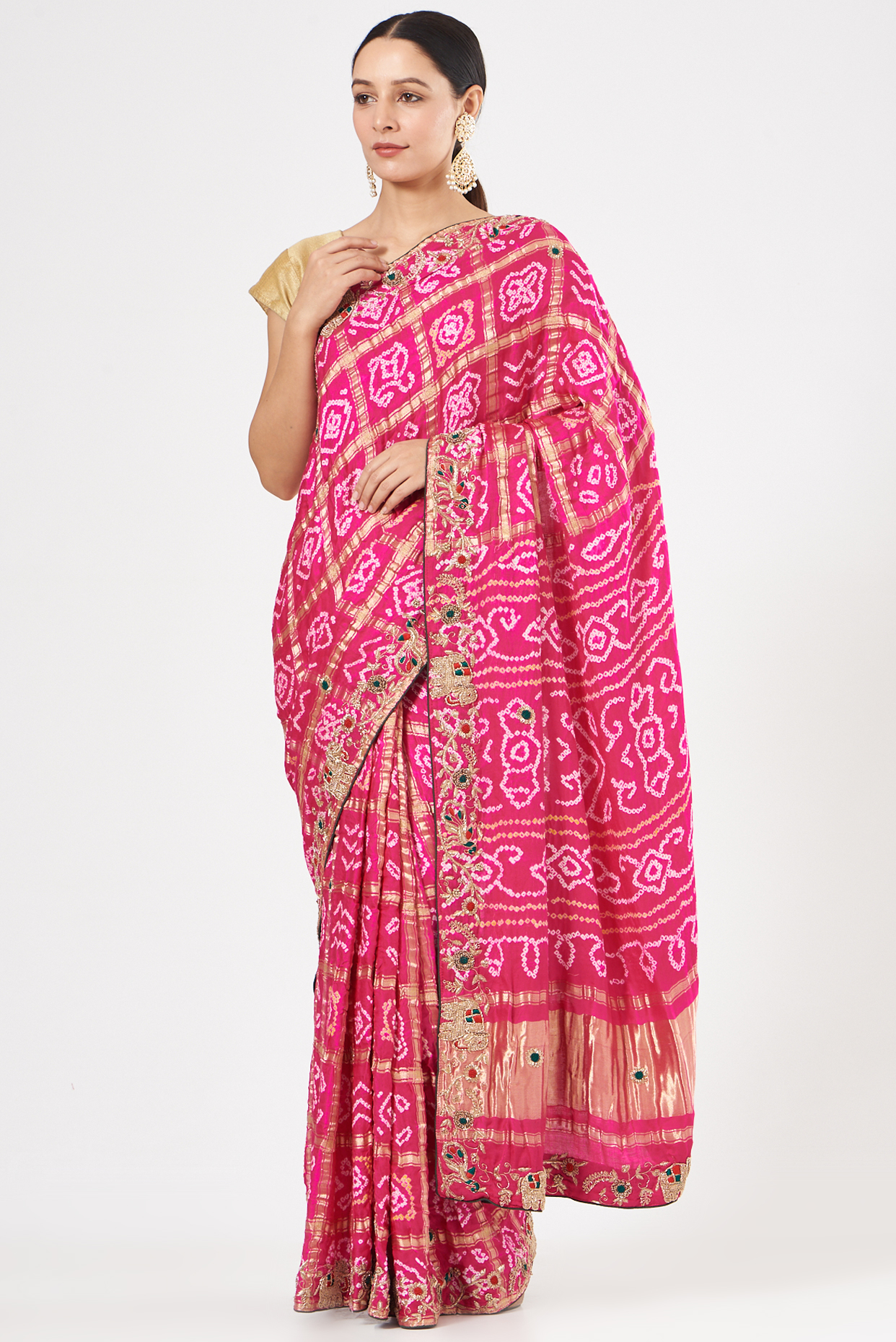 Fuchsia Gajji Silk Wedding Saree by TATWAMM Couture at Pernia's Pop Up Shop