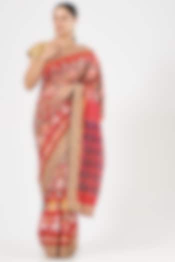 Red Embroidered Silk Saree by TATWAMM Couture