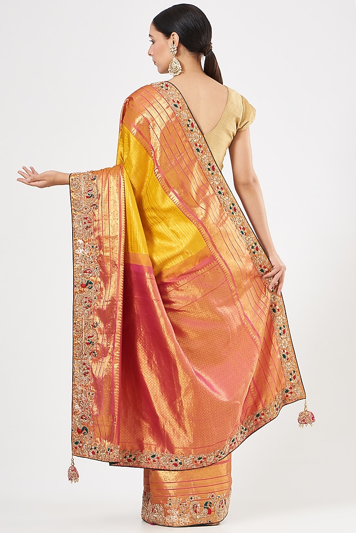 Yellow Kanchipuram Reception Saree by TATWAMM By Abhishek & Vinita at Pernia's Pop Up Shop