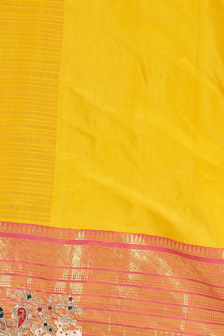 Yellow Kanchipuram Reception Saree by TATWAMM By Abhishek & Vinita at Pernia's Pop Up Shop