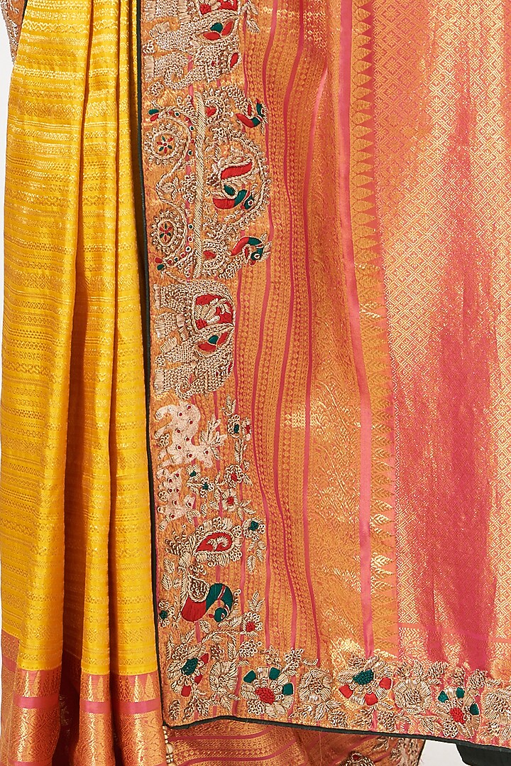 Yellow Kanchipuram Reception Saree by TATWAMM By Abhishek & Vinita at Pernia's Pop Up Shop