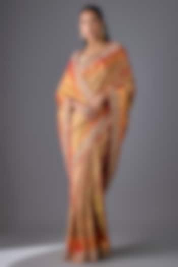 Gold Silk Zardosi Work Kanjivaram Wedding Saree Set by TATWAMM Couture at Pernia's Pop Up Shop