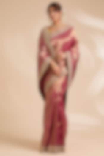 Rani Pink Paithani Silk Reception Saree Set by TATWAMM By Abhishek & Vinita at Pernia's Pop Up Shop