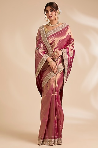 Rani Pink Paithani Silk Saree Set by TATWAMM By Abhishek & Vinita