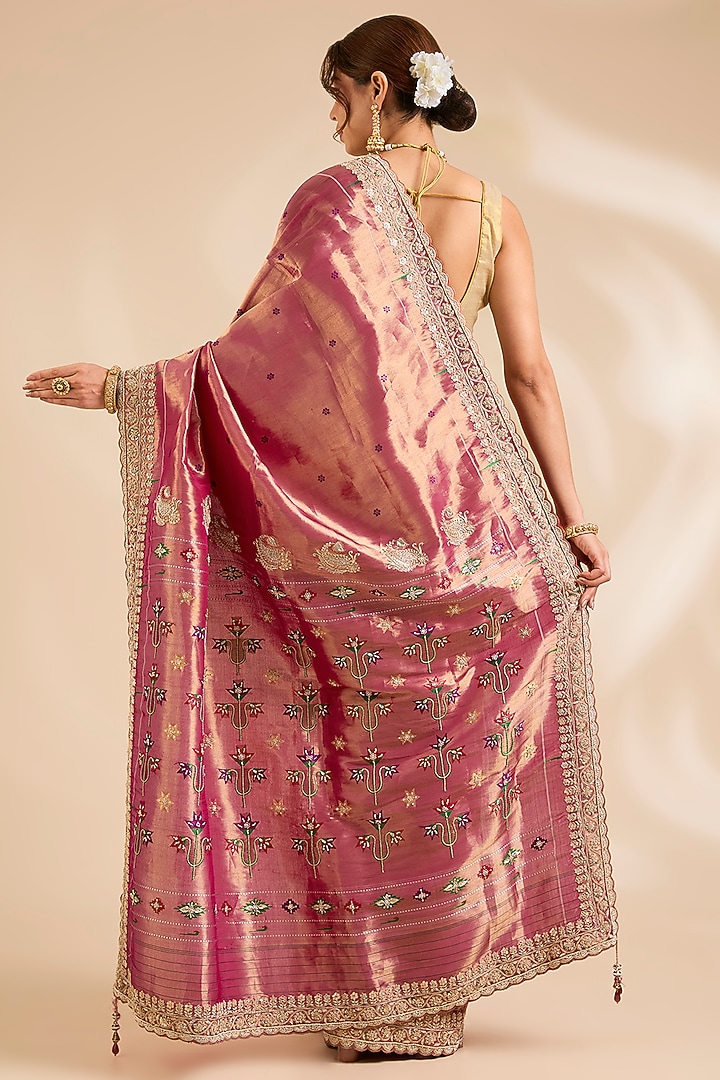 Rani Pink Paithani Silk Reception Saree Set by TATWAMM By Abhishek & Vinita at Pernia's Pop Up Shop
