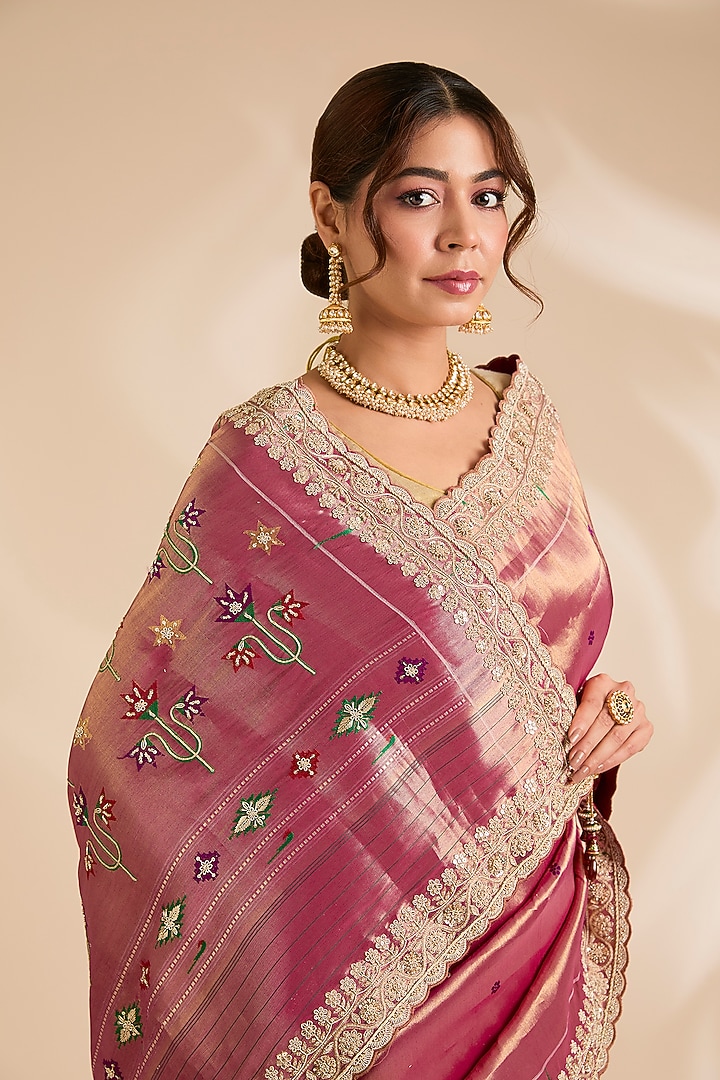 Rani Pink Paithani Silk Reception Saree Set by TATWAMM By Abhishek & Vinita at Pernia's Pop Up Shop