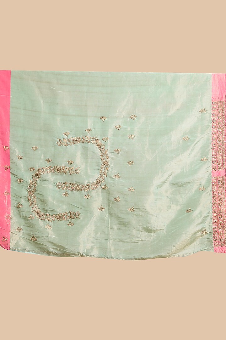 Pink & Light Blue Paithani Silk Reception Saree Set by TATWAMM By Abhishek & Vinita at Pernia's Pop Up Shop