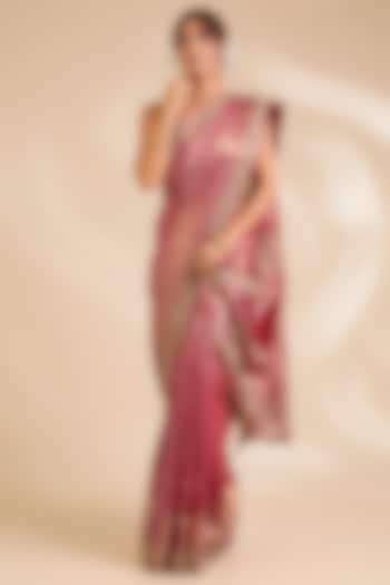 Rani Pink Kanjivaram Silk Reception Saree Set by TATWAMM By Abhishek & Vinita at Pernia's Pop Up Shop