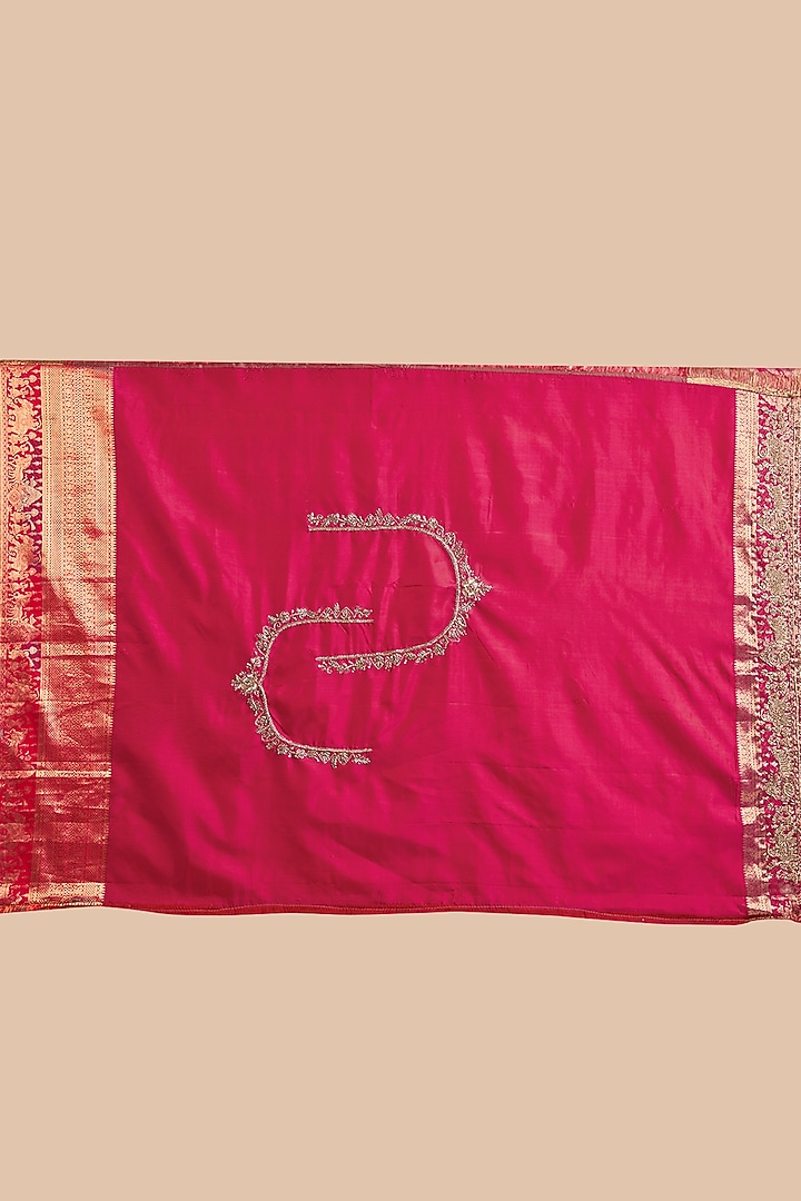 Rani Pink Kanjivaram Silk Reception Saree Set by TATWAMM By Abhishek & Vinita at Pernia's Pop Up Shop