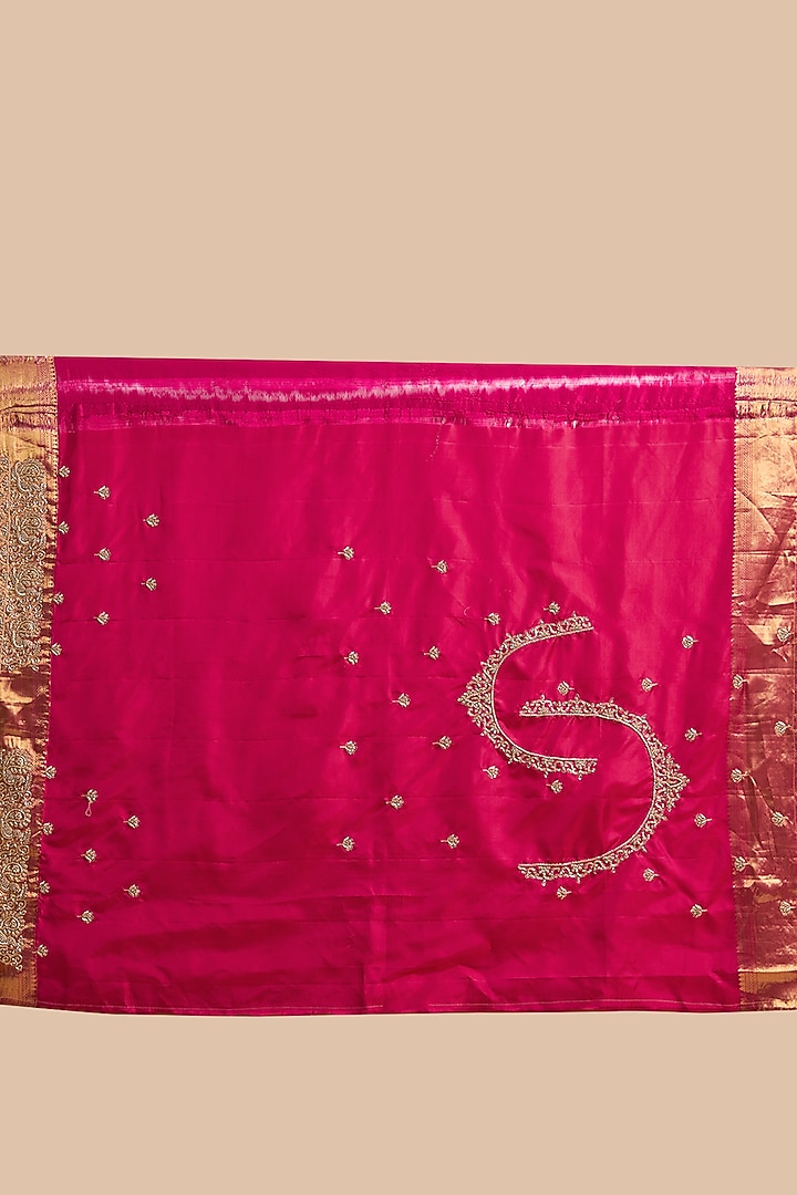 Rani Pink Banarasi Silk Reception Saree Set by TATWAMM By Abhishek & Vinita at Pernia's Pop Up Shop