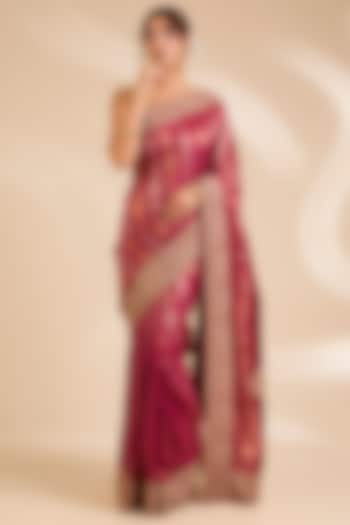 Pink Kanjivaram Silk Reception Saree Set by TATWAMM By Abhishek & Vinita at Pernia's Pop Up Shop
