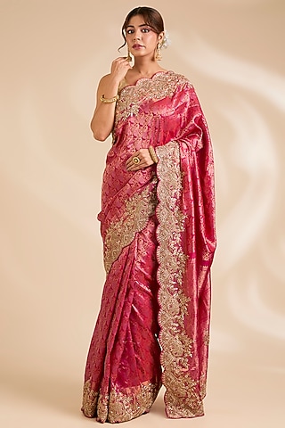 Rani Pink Kanjivaram Silk Saree Set by TATWAMM By Abhishek & Vinita