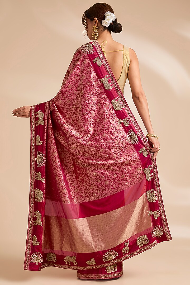 Rani Pink Kanjivaram Silk Wedding Saree Set by TATWAMM By Abhishek & Vinita at Pernia's Pop Up Shop