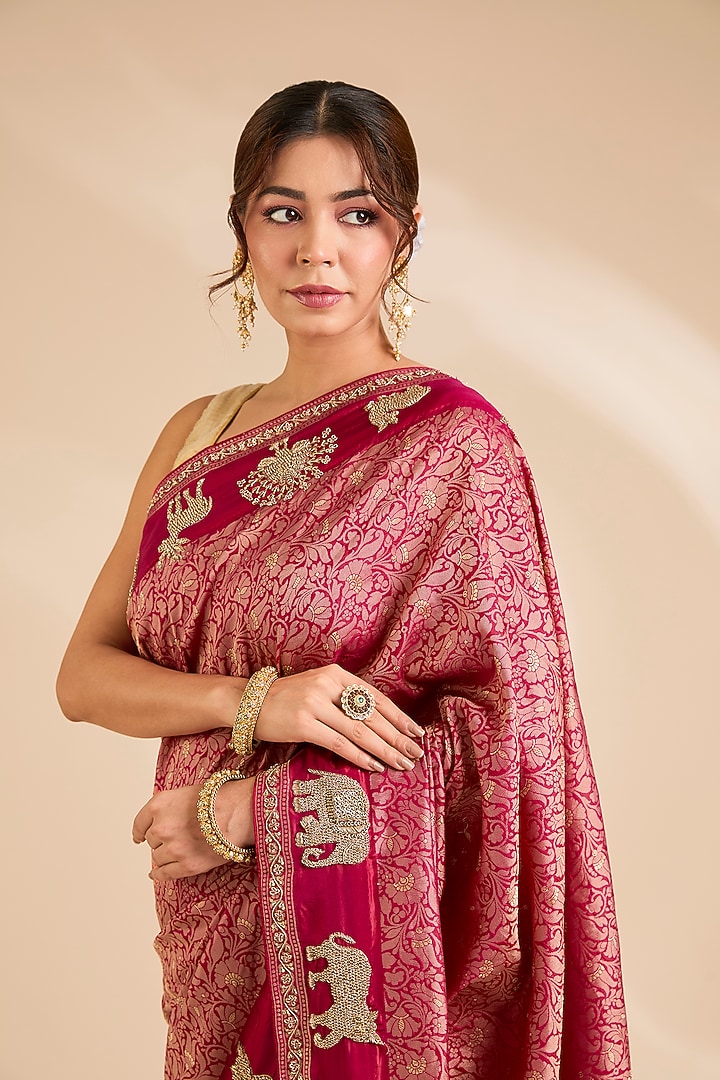 Rani Pink Kanjivaram Silk Wedding Saree Set by TATWAMM By Abhishek & Vinita at Pernia's Pop Up Shop