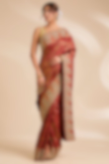 Red Kanjivaram Silk Reception Saree Set by TATWAMM By Abhishek & Vinita at Pernia's Pop Up Shop