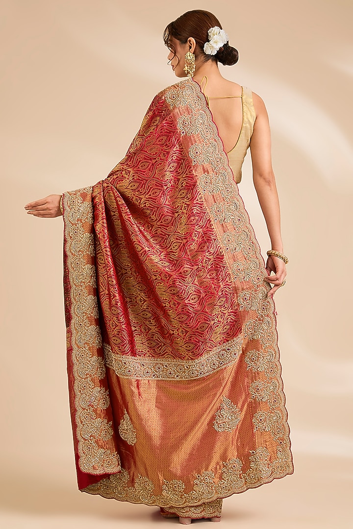 Red Kanjivaram Silk Reception Saree Set by TATWAMM By Abhishek & Vinita at Pernia's Pop Up Shop