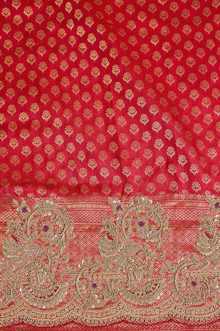 Red Kanjivaram Silk Reception Saree Set by TATWAMM By Abhishek & Vinita at Pernia's Pop Up Shop