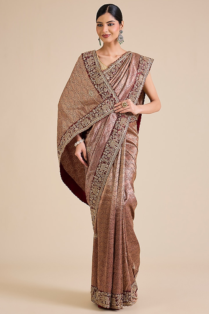 Maroon Kanjivaram Wedding Saree Set by TATWAMM By Abhishek & Vinita at Pernia's Pop Up Shop