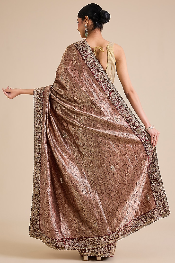 Maroon Kanjivaram Wedding Saree Set by TATWAMM By Abhishek & Vinita at Pernia's Pop Up Shop