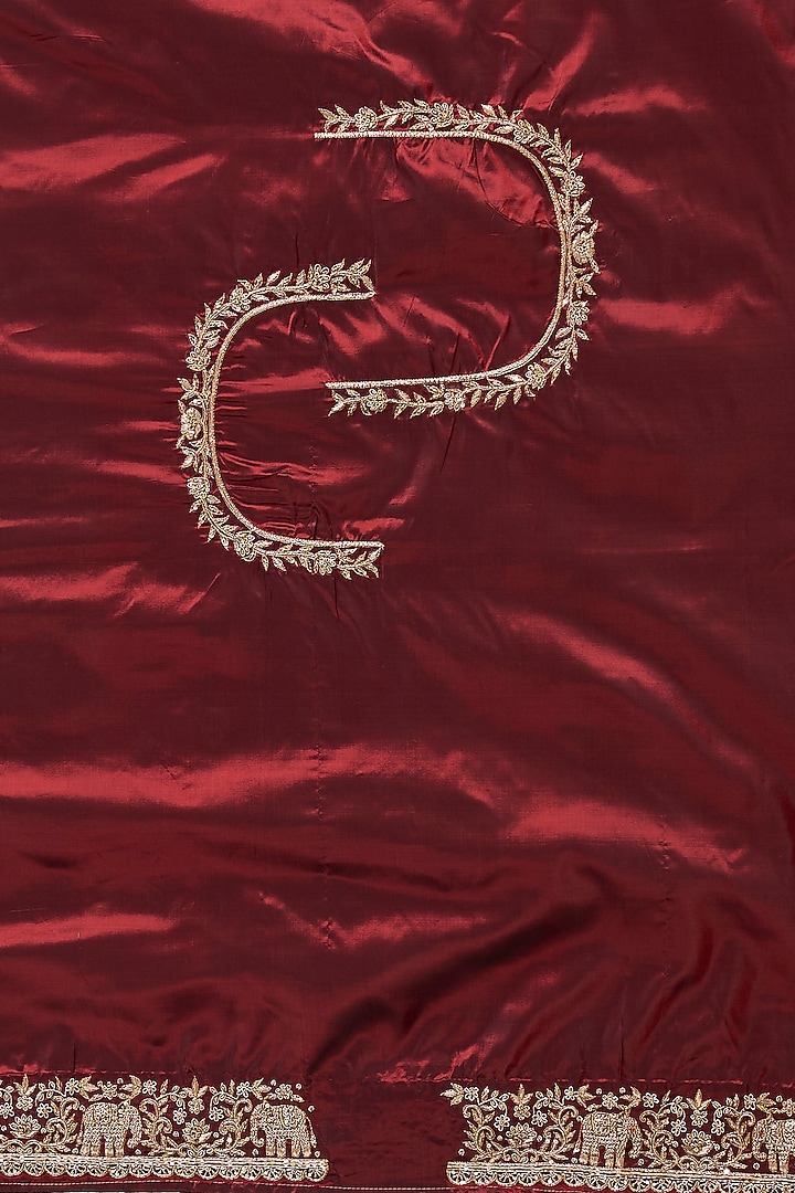 Maroon Kanjivaram Wedding Saree Set by TATWAMM By Abhishek & Vinita at Pernia's Pop Up Shop