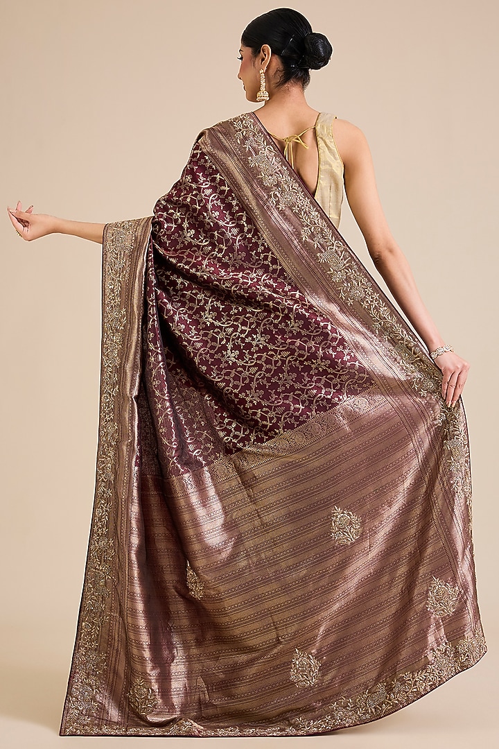 Maroon Kanjivaram Wedding Saree Set by TATWAMM By Abhishek & Vinita at Pernia's Pop Up Shop