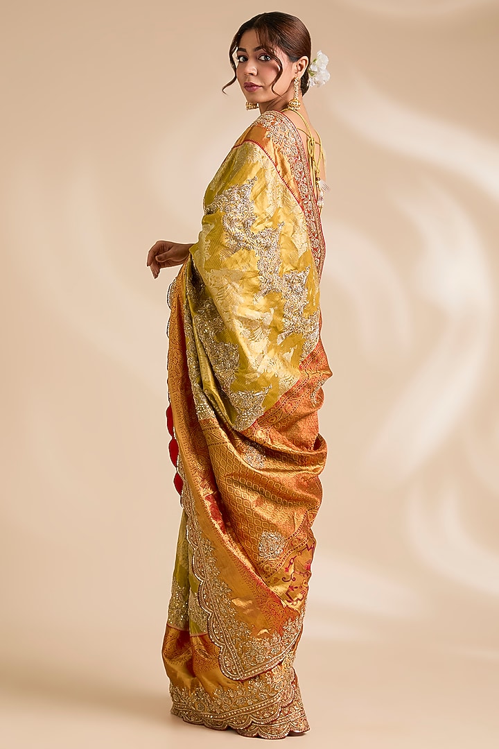 Red & Gold Kanjivaram Silk Reception Saree Set by TATWAMM By Abhishek & Vinita at Pernia's Pop Up Shop