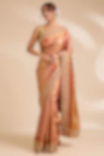 Rust Kanjivaram Silk Reception Saree Set by TATWAMM By Abhishek & Vinita at Pernia's Pop Up Shop