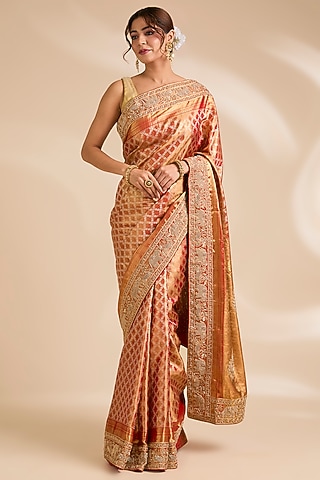Rust Kanjivaram Silk Saree Set by TATWAMM By Abhishek & Vinita