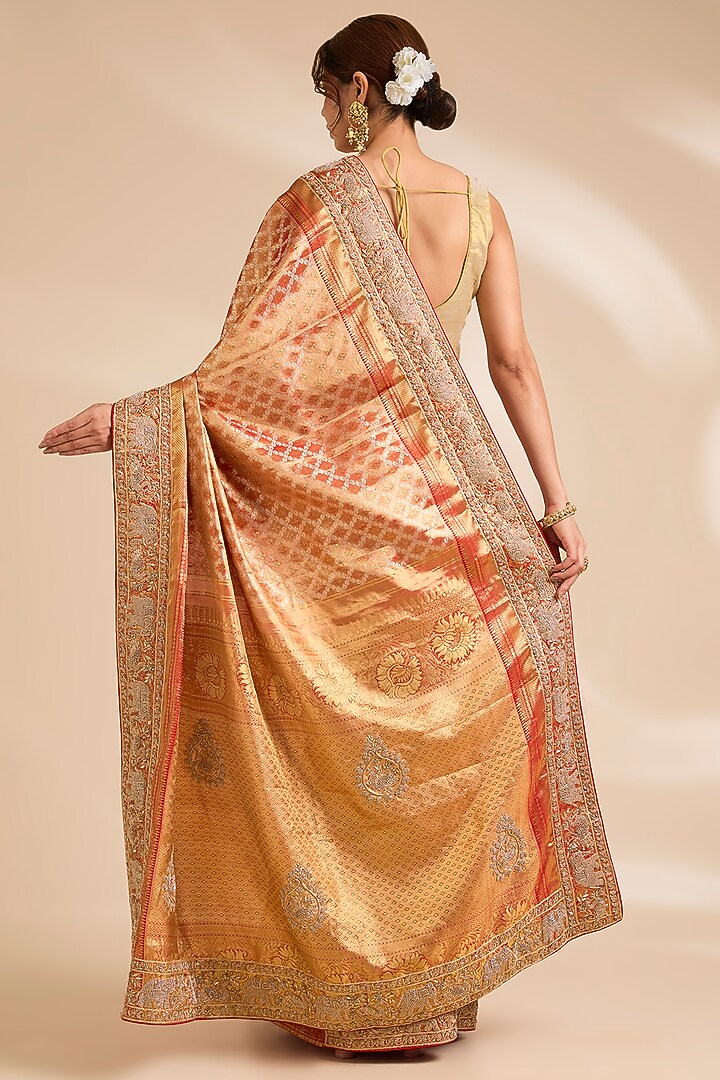 Rust Kanjivaram Silk Reception Saree Set by TATWAMM By Abhishek & Vinita at Pernia's Pop Up Shop