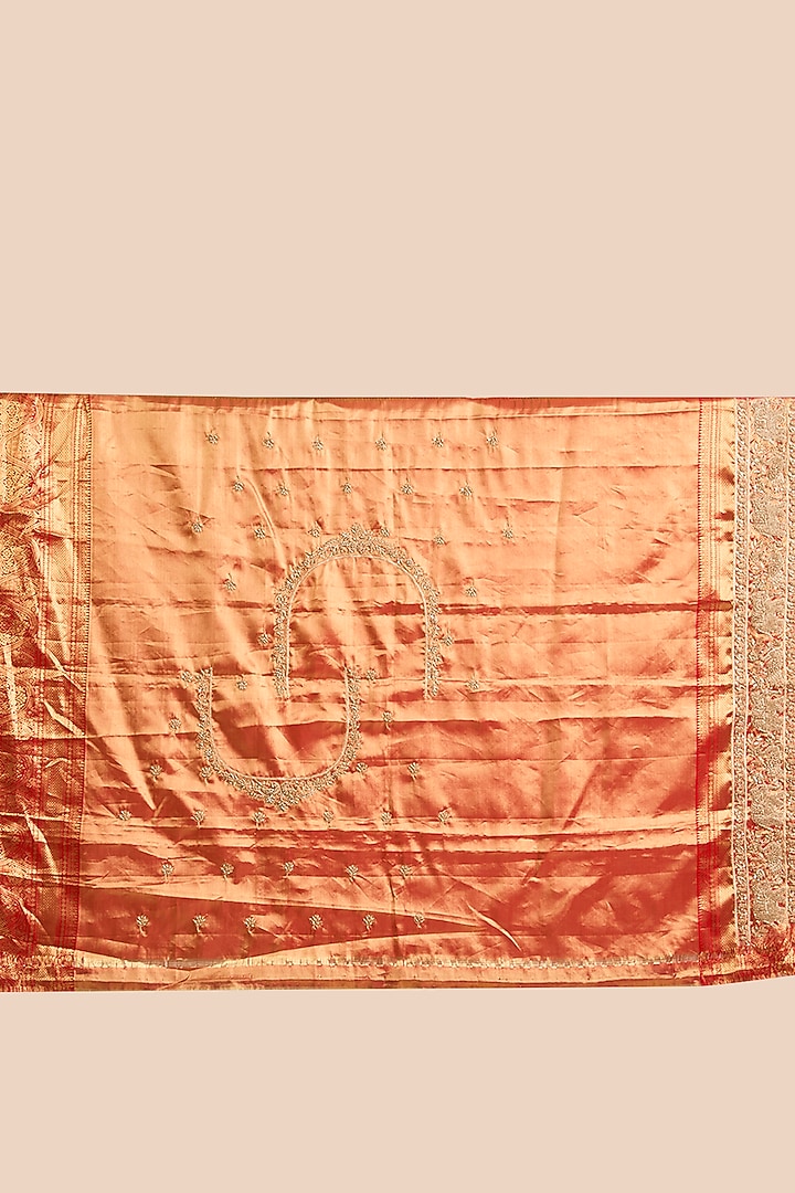Rust Kanjivaram Silk Reception Saree Set by TATWAMM By Abhishek & Vinita at Pernia's Pop Up Shop