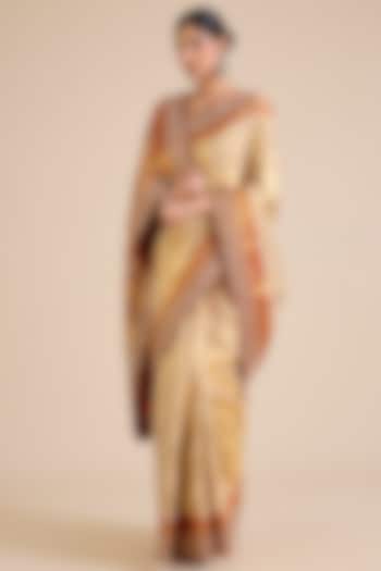 Red & Beige Kanjivaram Wedding Saree Set by TATWAMM By Abhishek & Vinita at Pernia's Pop Up Shop