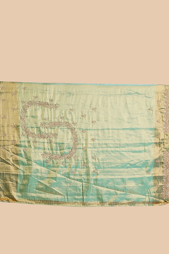 Sage Green Kanjivaram Silk Reception Saree Set by TATWAMM By Abhishek & Vinita at Pernia's Pop Up Shop