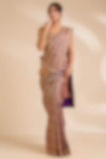Purple Banarasi Silk Reception Saree Set by TATWAMM By Abhishek & Vinita at Pernia's Pop Up Shop
