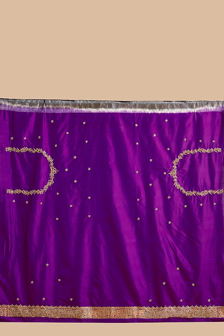Purple Banarasi Silk Reception Saree Set by TATWAMM By Abhishek & Vinita at Pernia's Pop Up Shop