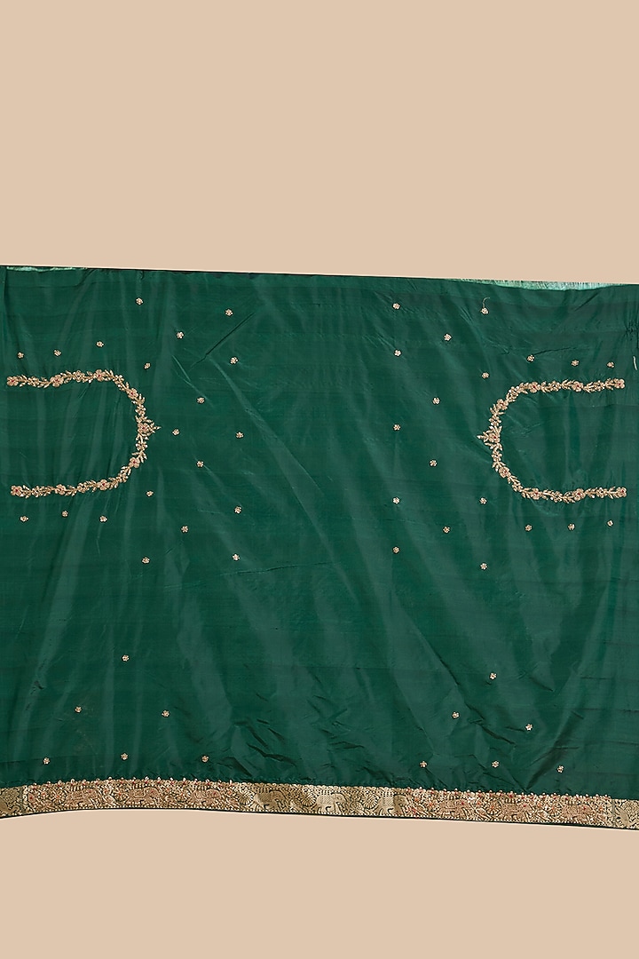 Green Banarasi Silk Reception Saree Set by TATWAMM By Abhishek & Vinita at Pernia's Pop Up Shop