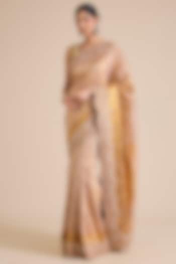 Gold Kanjivaram Reception Saree Set by TATWAMM By Abhishek & Vinita at Pernia's Pop Up Shop