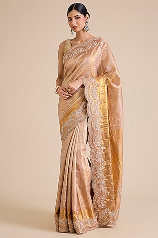 Gold Kanjivaram Saree Set by TATWAMM By Abhishek & Vinita