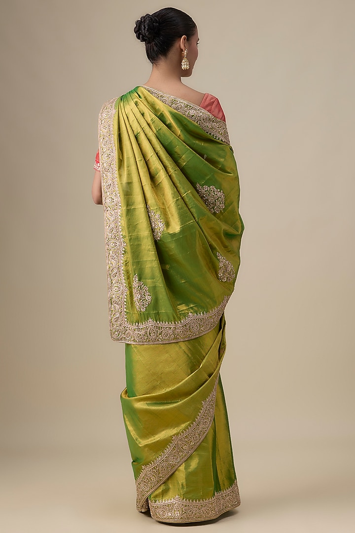 Green Tissue Hand Work Kanjivaram Wedding Saree by TATWAMM By Abhishek & Vinita at Pernia's Pop Up Shop