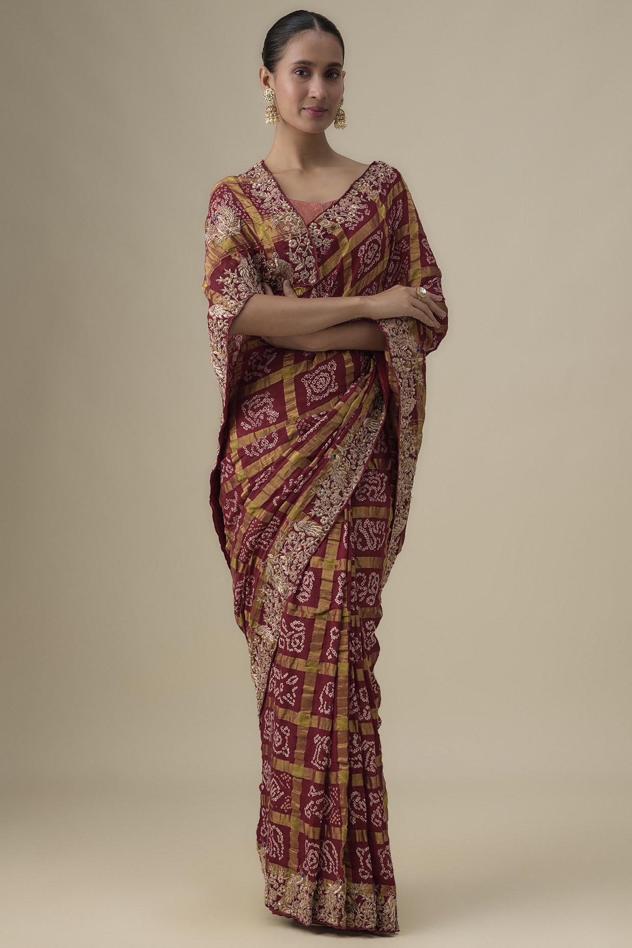 Maroon Gharchola Wedding Saree by TATWAMM Couture at Pernia's Pop Up Shop
