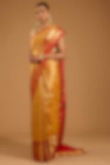 Mustard Kanjivaram Wedding Saree Set by TATWAMM By Abhishek & Vinita at Pernia's Pop Up Shop