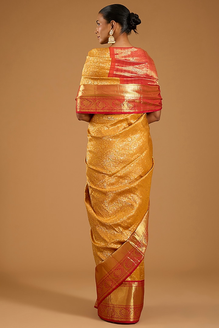 Mustard Kanjivaram Wedding Saree Set by TATWAMM By Abhishek & Vinita at Pernia's Pop Up Shop