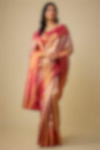 Pink Kanjivaram Silk Wedding Saree Set by TATWAMM Couture at Pernia's Pop Up Shop