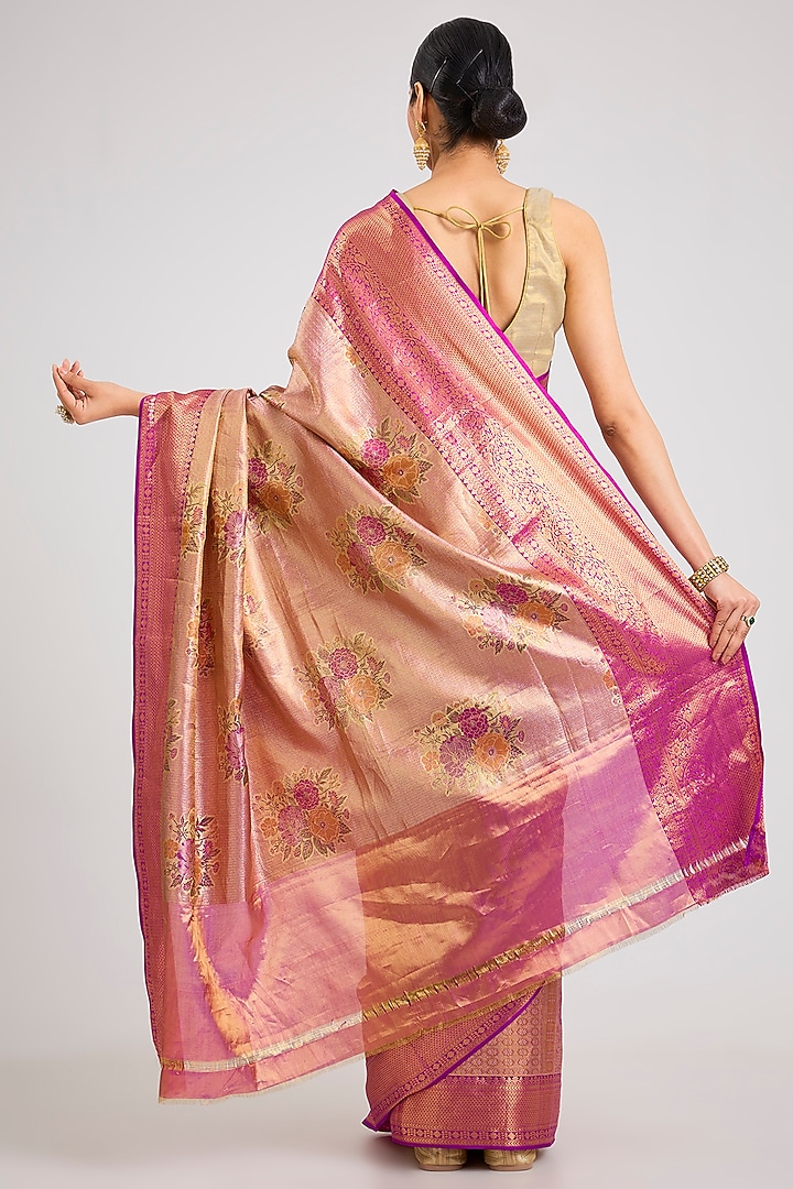 Gold Kanjeevaram Silk Wedding Saree Set by TATWAMM By Abhishek & Vinita at Pernia's Pop Up Shop
