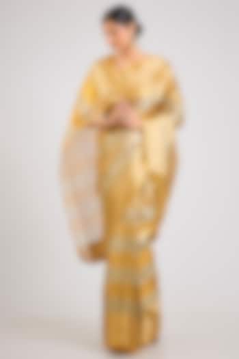 Gold & Silver Kanjeevaram Silk Party Wear Saree Set by TATWAMM By Abhishek & Vinita at Pernia's Pop Up Shop