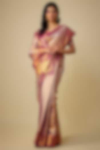 Pink Kanjivaram Silk Wedding Saree Set by TATWAMM Couture at Pernia's Pop Up Shop