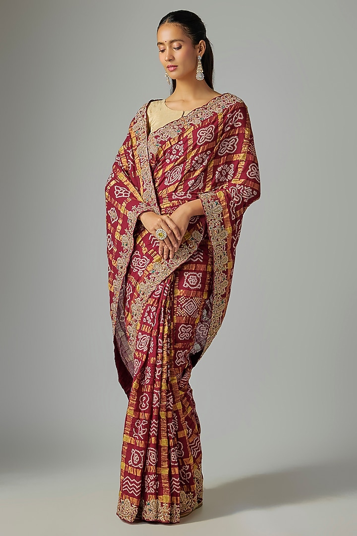 Red Cotton Gharchola Wedding Saree by TATWAMM By Abhishek & Vinita at Pernia's Pop Up Shop