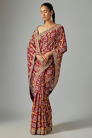 Red Cotton Gharchola Saree by TATWAMM By Abhishek & Vinita