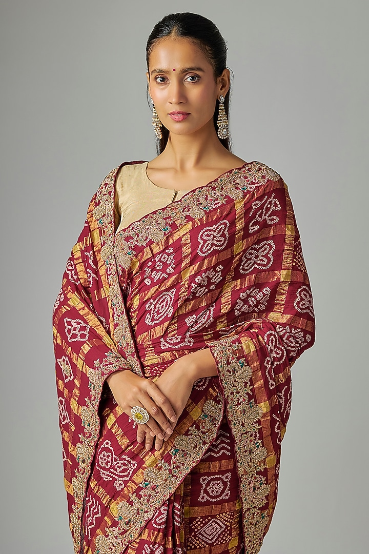 Red Cotton Gharchola Wedding Saree by TATWAMM By Abhishek & Vinita at Pernia's Pop Up Shop