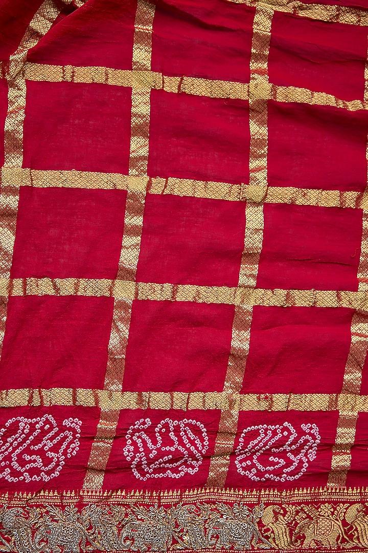 Red Gharchola Zardosi Work Wedding Saree Set by TATWAMM By Abhishek & Vinita at Pernia's Pop Up Shop